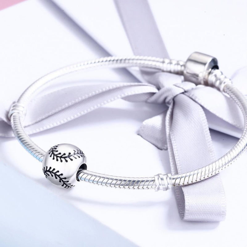 925 Sterling Silver Baseball Passion Beads For Diy Bracelets & Necklaces