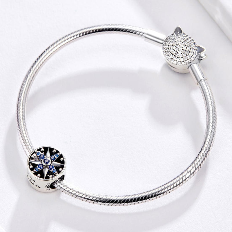 925 Sterling Silver Blue Zircon Sailing Charm For Diy Bracelets