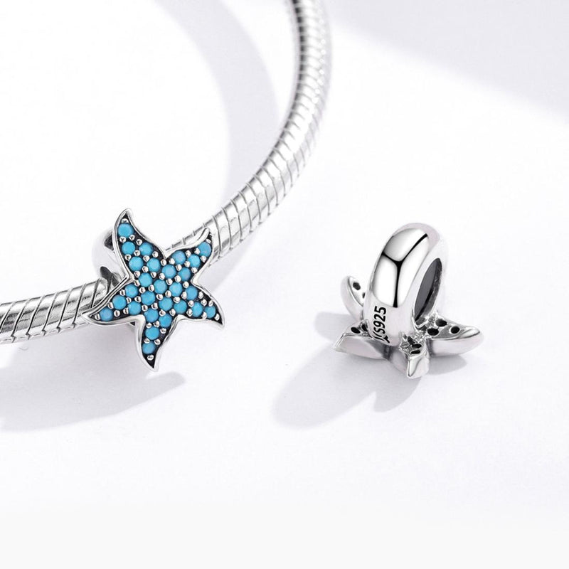 925 Sterling Silver Starfish Beaded Bracelet Diy Beads