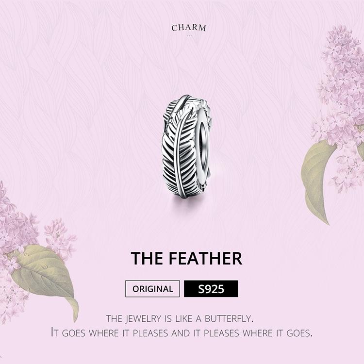 925 Sterling Silver Boho Feather Beads For Diy Bracelets