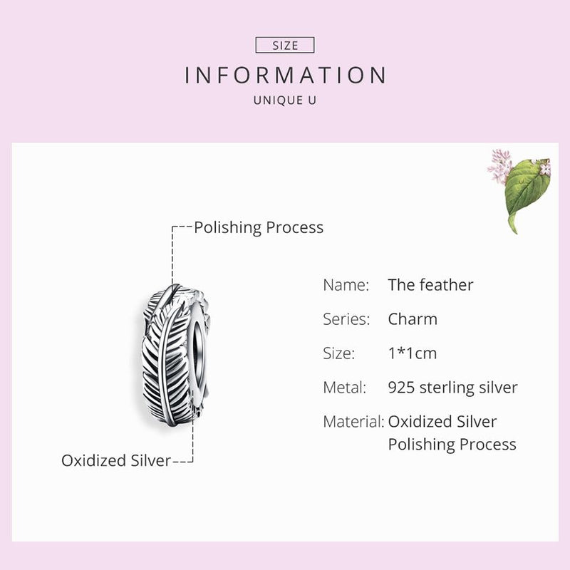 925 Sterling Silver Boho Feather Beads For Diy Bracelets
