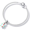 925 Sterling Silver Rainbow Glaze Pendant For Diy Bracelets & Necklaces