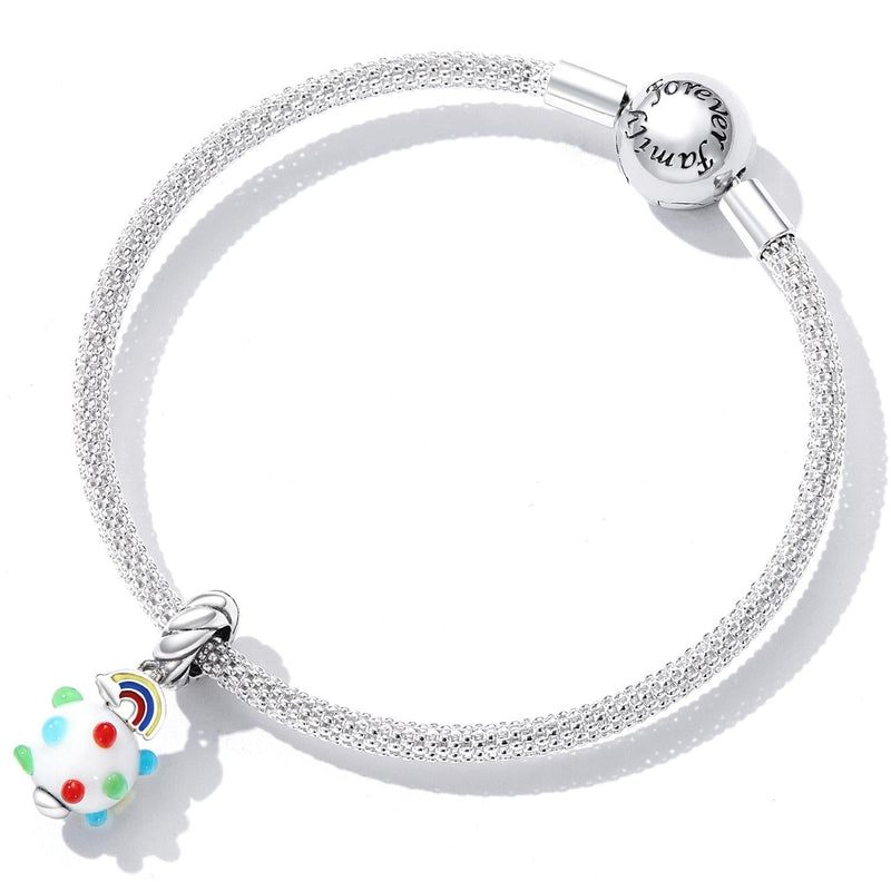 925 Sterling Silver Rainbow Glaze Pendant For Diy Bracelets & Necklaces