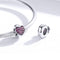 925 Sterling Silver Love Heart Pink Zircon Bracelet / Necklace Charm