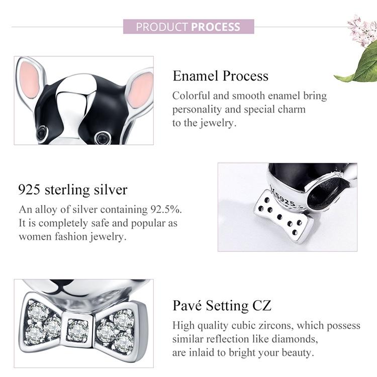 925 Sterling Silver Charming Chihuahua Beaded Bracelet