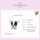 925 Sterling Silver Charming Chihuahua Beaded Bracelet