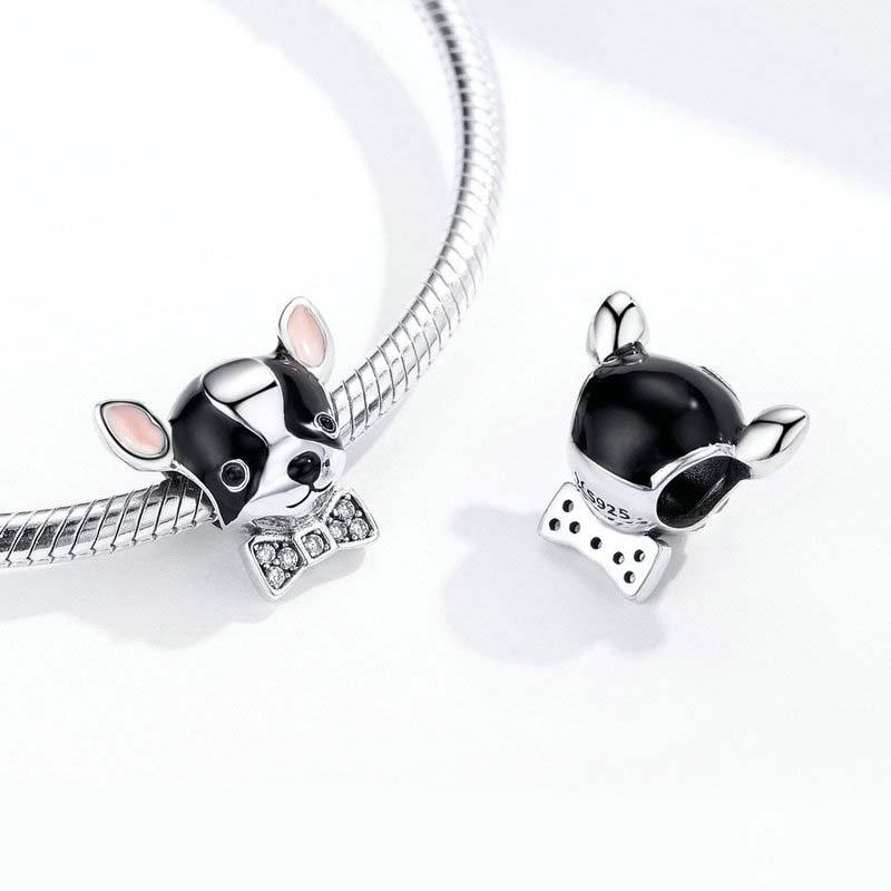 925 Sterling Silver Charming Chihuahua Beaded Bracelet