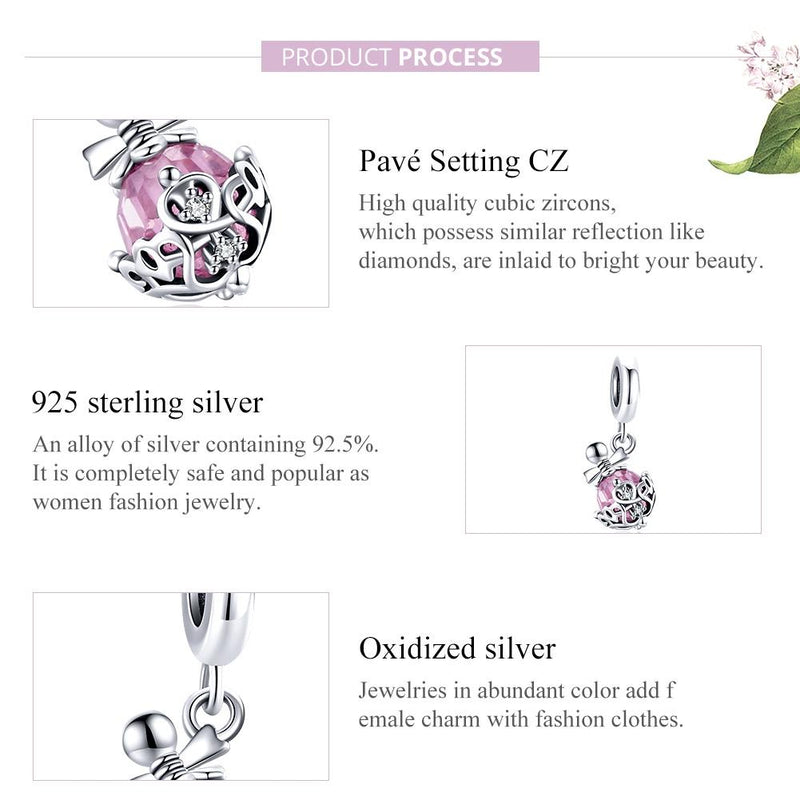 925 Sterling Silver Perfume Bottle Pendant For Diy Bracelets & Necklaces