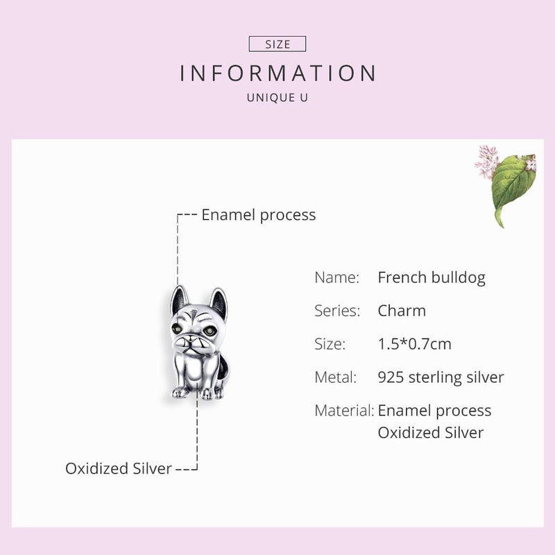 925 Sterling Silver French Bulldog Beaded Diy Bracelet
