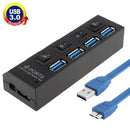 4-Port Usb 3.0 Hub 5Gbps Speed Plug & Play 1Tb Support - Black