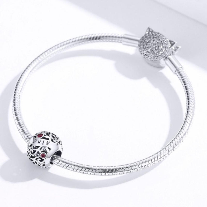 925 Sterling Silver Diy Birthstone Bracelet / Necklace Set July Style - July
