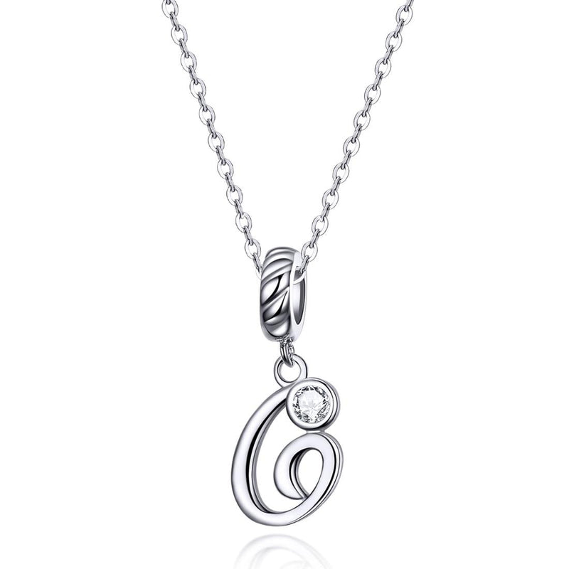 925 Sterling Silver Personalized Letter Pendant For Diy Bracelets & Necklaces Style - G