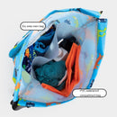 Blue Waterproof Drawstring Beach Bag L Size For Kids Wet & Dry Separation Shoulder Strap - Tibetan S
