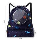 Blue Waterproof Drawstring Beach Bag L Size For Kids Wet & Dry Separation Shoulder Strap - Tibetan S