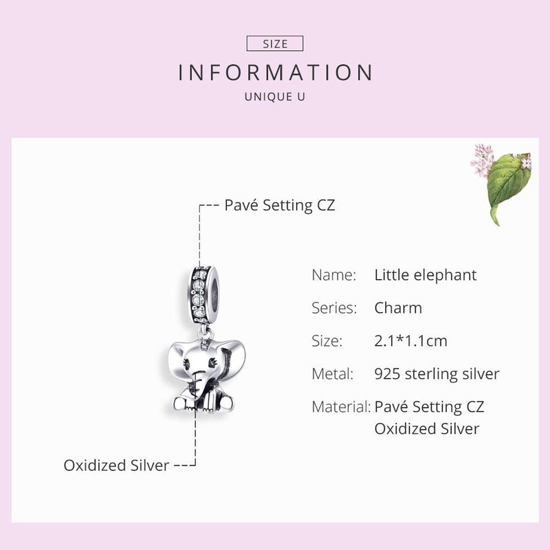 925 Sterling Silver Elephant Pendant For Diy Bracelets