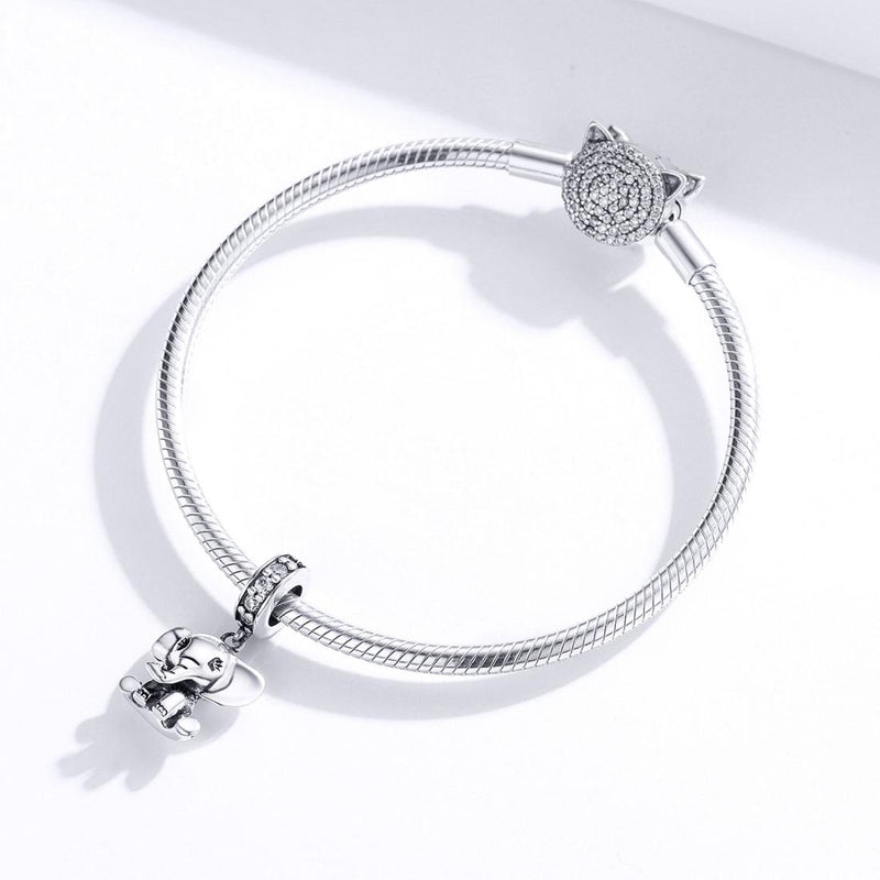 925 Sterling Silver Elephant Pendant For Diy Bracelets