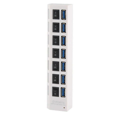 7-Port Usb 3.0 Hub 5Gbps Plug & Play 1Tb Support - Black