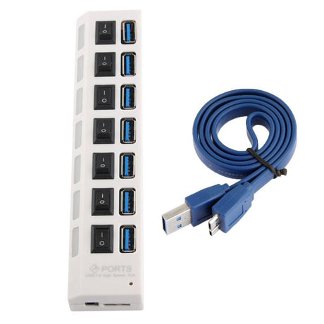 7-Port Usb 3.0 Hub 5Gbps Plug & Play 1Tb Support - Black