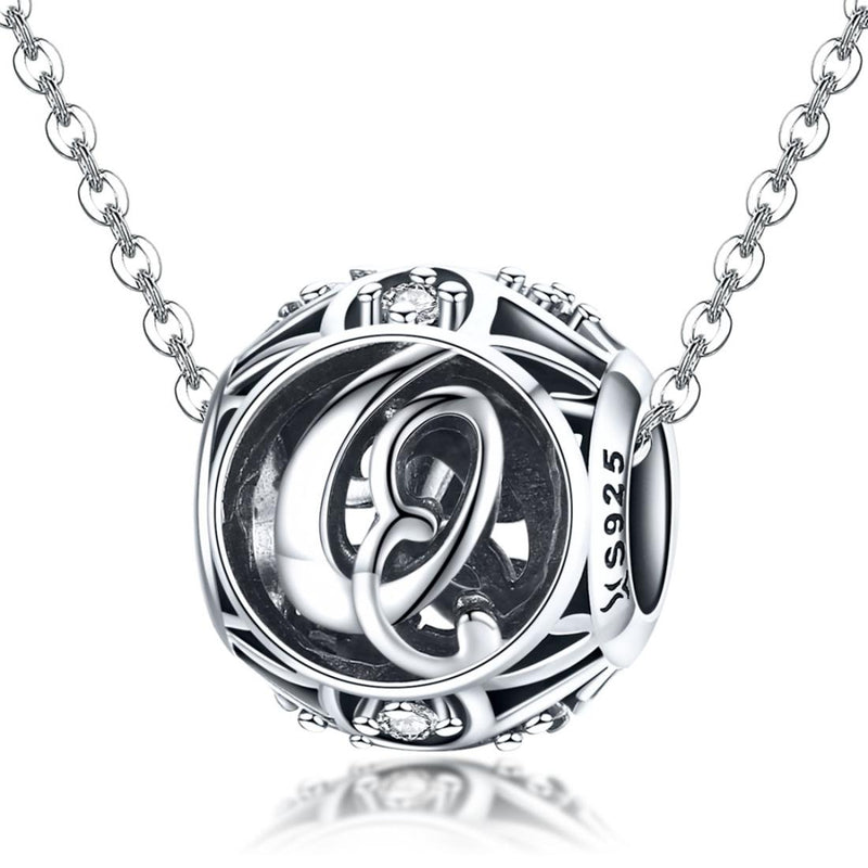 925 Sterling Silver 26 English Letter Beads For Diy Bracelets & Necklaces Style - Q