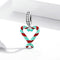 925 Sterling Silver Heart Candy Cane Pendant For Diy Bracelets & Necklaces