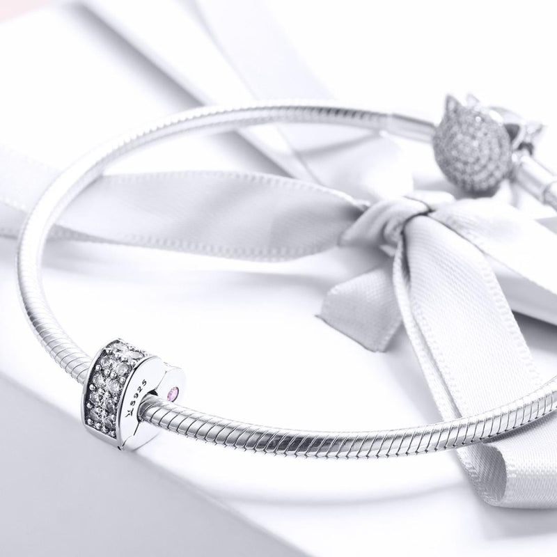 925 Sterling Silver Heart Buckle Beads For Diy Bracelets & Necklaces