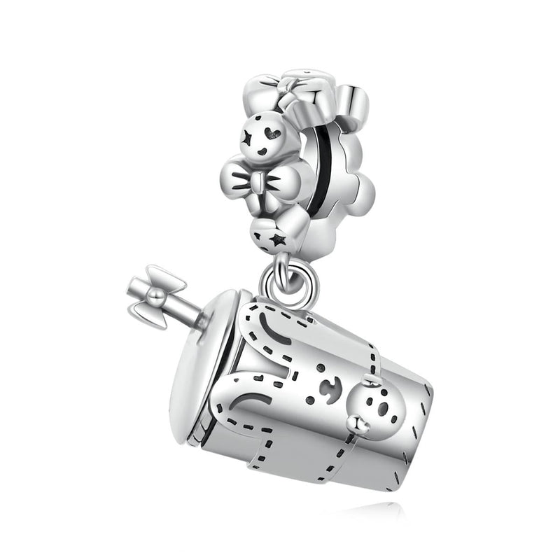 925 Sterling Silver Glass Pendant For Diy Bracelets & Necklaces