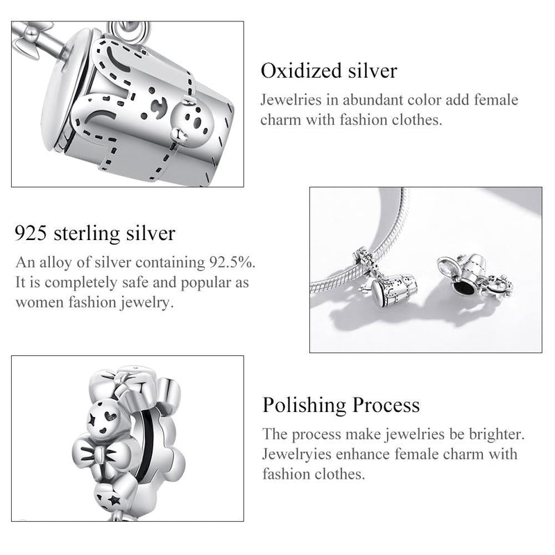925 Sterling Silver Glass Pendant For Diy Bracelets & Necklaces