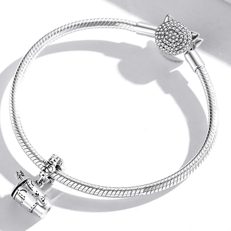 925 Sterling Silver Glass Pendant For Diy Bracelets & Necklaces