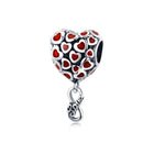 925 Sterling Silver Red Heart Beads For Diy Bracelets & Necklaces