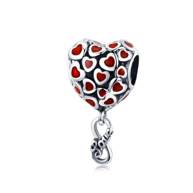 925 Sterling Silver Red Heart Beads For Diy Bracelets & Necklaces