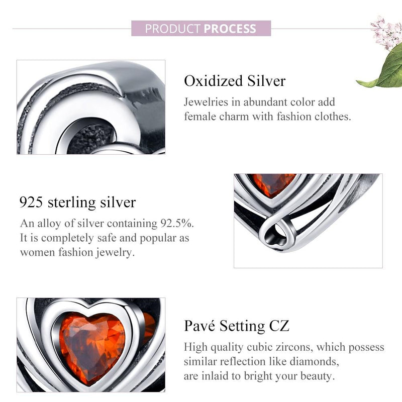 925 Sterling Silver Diy Heart Beads For Bracelets & Necklaces
