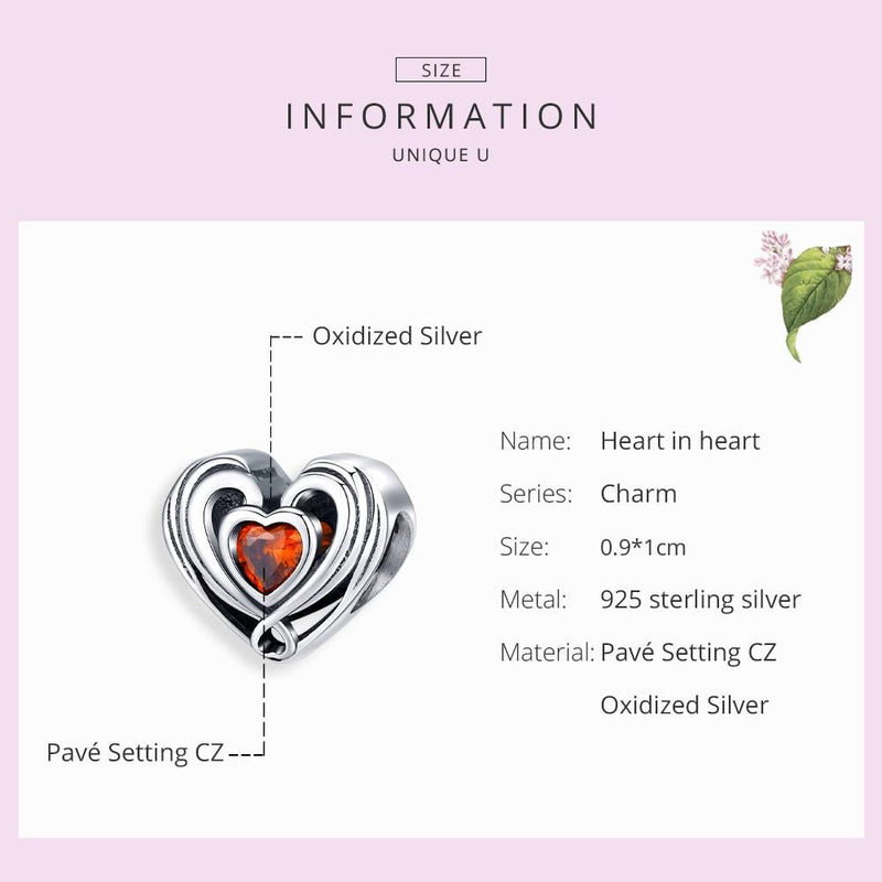 925 Sterling Silver Diy Heart Beads For Bracelets & Necklaces