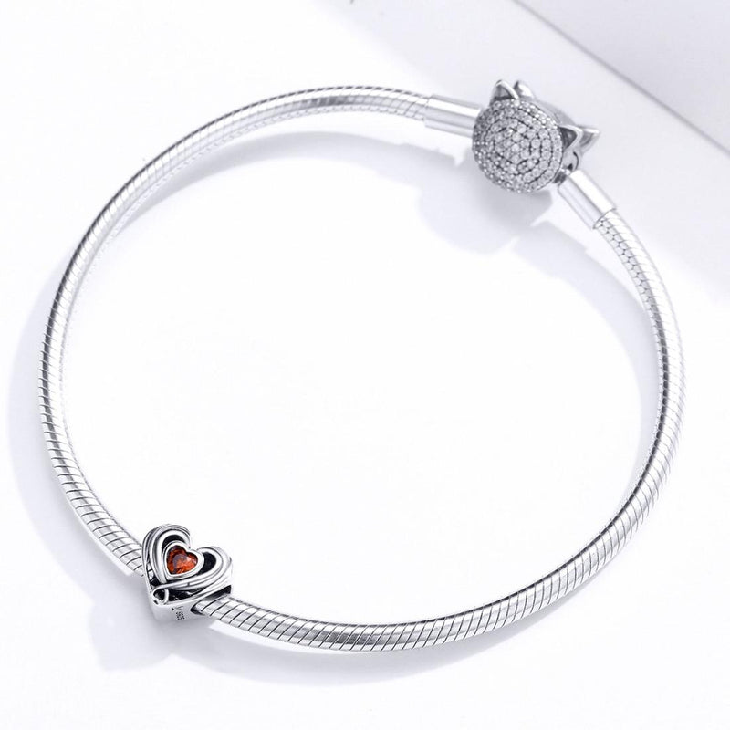 925 Sterling Silver Diy Heart Beads For Bracelets & Necklaces