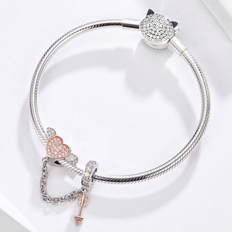 925 Sterling Silver Heart Safety Chain For Diy Bracelets