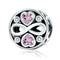 925 Sterling Silver Love Infinity Pink Heart Crystal Charm Bracelet
