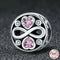 925 Sterling Silver Love Infinity Pink Heart Crystal Charm Bracelet
