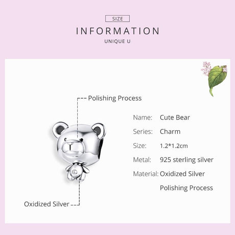 925 Sterling Silver Bear Bead Bracelet Accessories