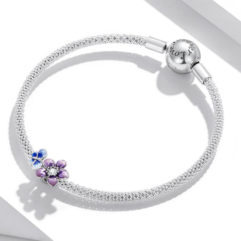 925 Sterling Silver Butterfly Flower Beads For Diy Bracelets & Necklaces