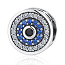 925 Sterling Silver Blue Eye Inlaid Bead Bracelet