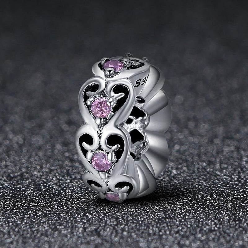 925 Sterling Silver Cat Heart Diamond Bead Bracelet / Necklace Accessory