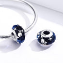 925 Sterling Silver Blue Glass Bead Pendant With Starry Sky Design