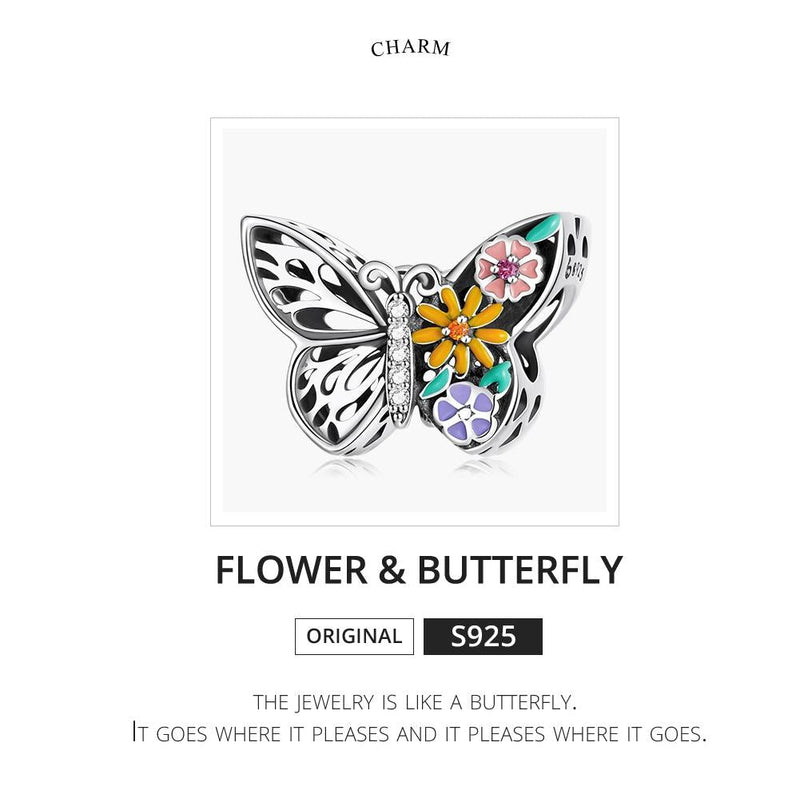 925 Sterling Silver Flower Butterfly Beads For Diy Bracelets & Necklaces