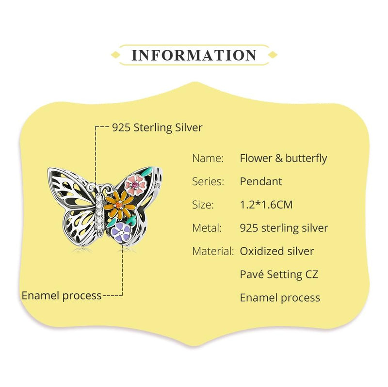 925 Sterling Silver Flower Butterfly Beads For Diy Bracelets & Necklaces