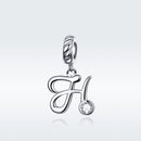 925 Sterling Silver Letter Pendant For Diy Bracelet Or Necklace Style - H