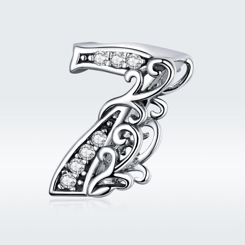 925 Sterling Silver Relief Number Series 0 9 Beads For Diy Bracelets And Necklaces Style - 7