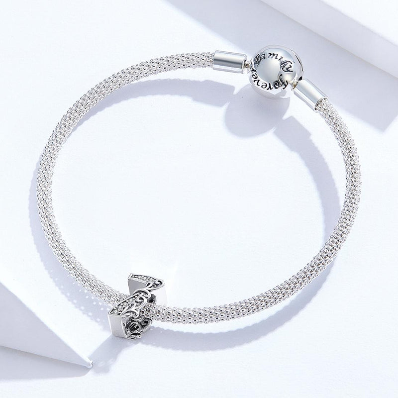 925 Sterling Silver Relief Number Series 0 9 Beads For Diy Bracelets And Necklaces Style - 7