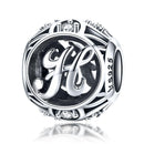 925 Sterling Silver 26 English Letter Beads For Diy Bracelets & Necklaces Style - H