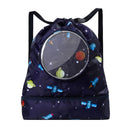 Blue Waterproof Drawstring Beach Bag L Size For Kids Wet & Dry Separation Shoulder Strap - Tibetan L