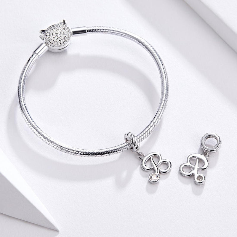 925 Sterling Silver Personalized Letter Pendant For Diy Bracelets & Necklaces Style - R