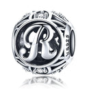 925 Sterling Silver 26 English Letter Beads For Diy Bracelets & Necklaces Style - R